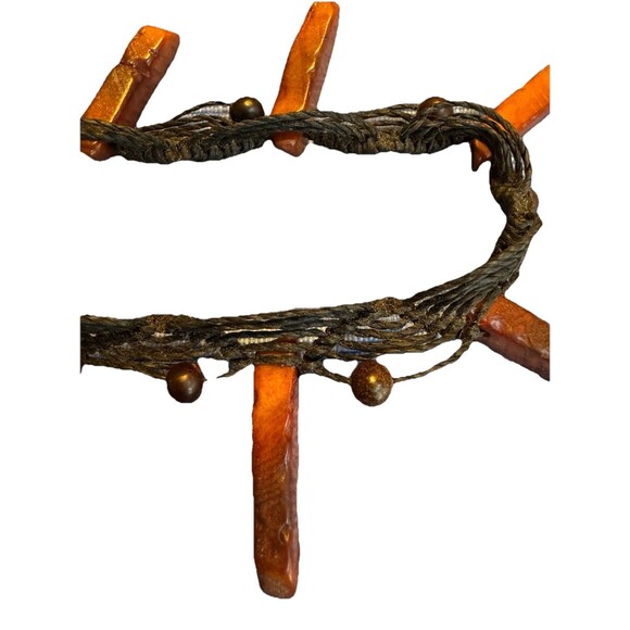 Artisan Tagua Wood Bar Pendant Necklace Macrame Cord Tribal Boho Adjustable - Picture 4 of 10